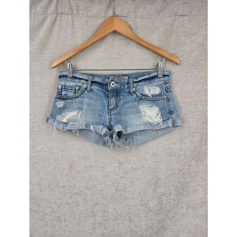 Y2K YMi Micro Mini Distressed Light Blue Jean Denim Cutoff Shorts